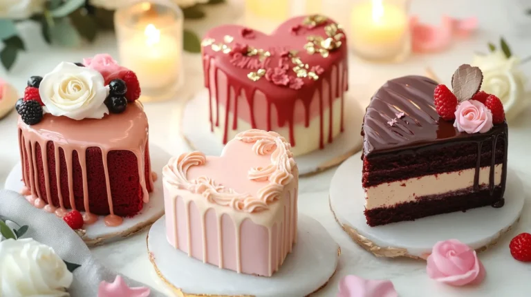 Chocolate heart cake with rich ganache, perfect for a romantic celebration.