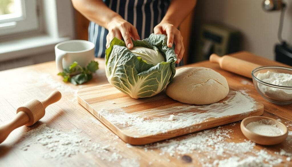 Warm Cabbage Bread with Moist Chicken