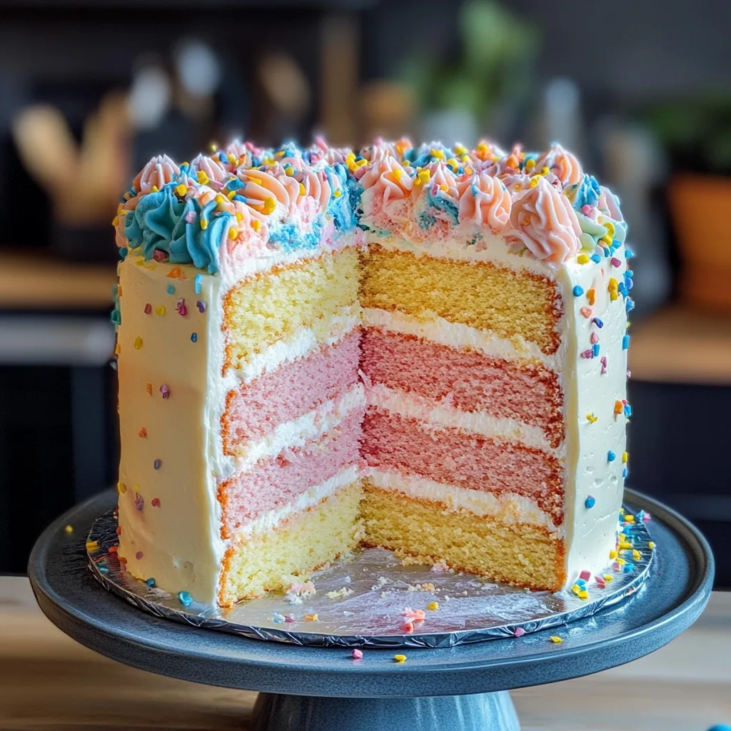 Gender reveal cake with blue or pink filling Inside
